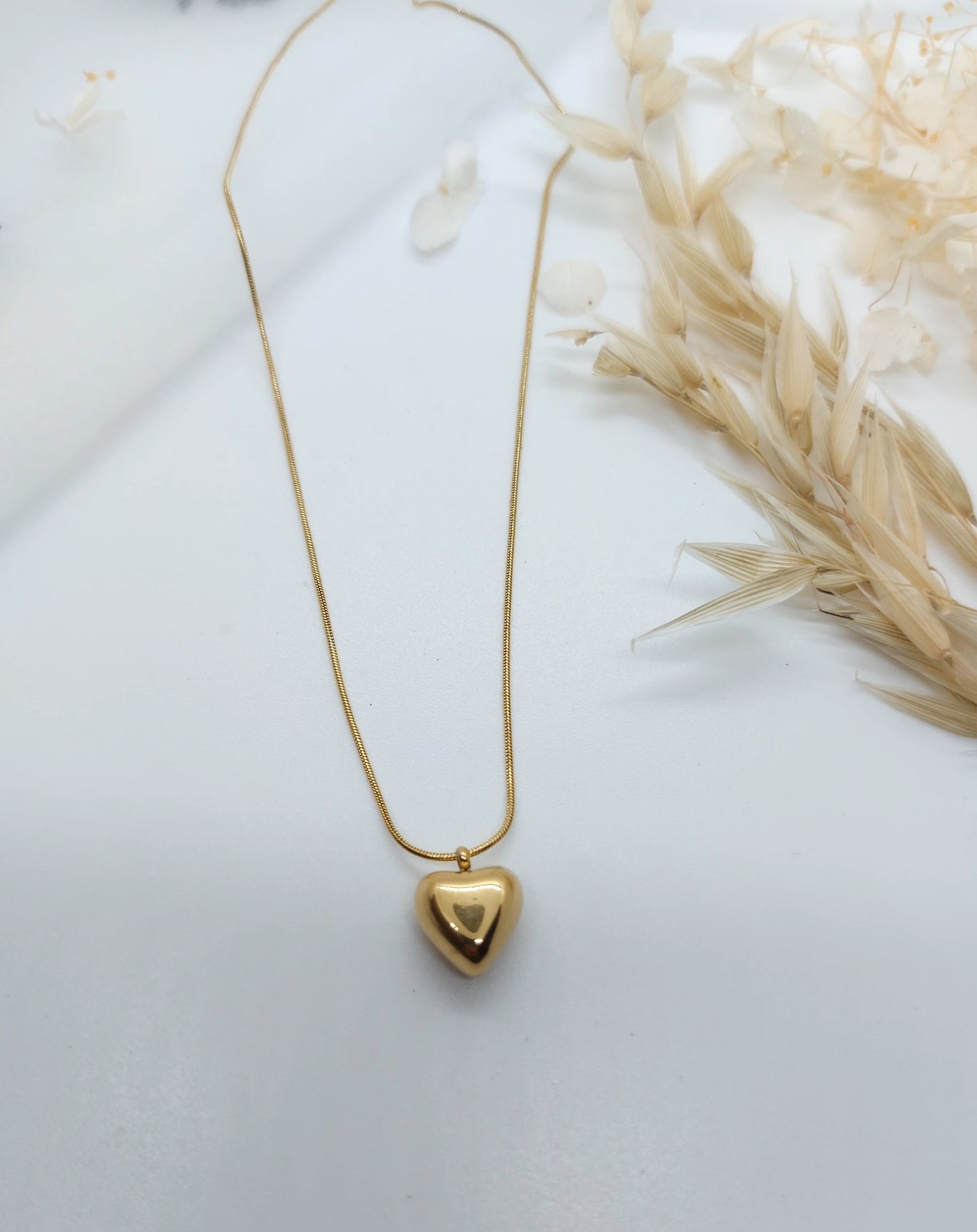 18K Gold Plated Heart Pendant  Necklace Stainless Steel Jewellery