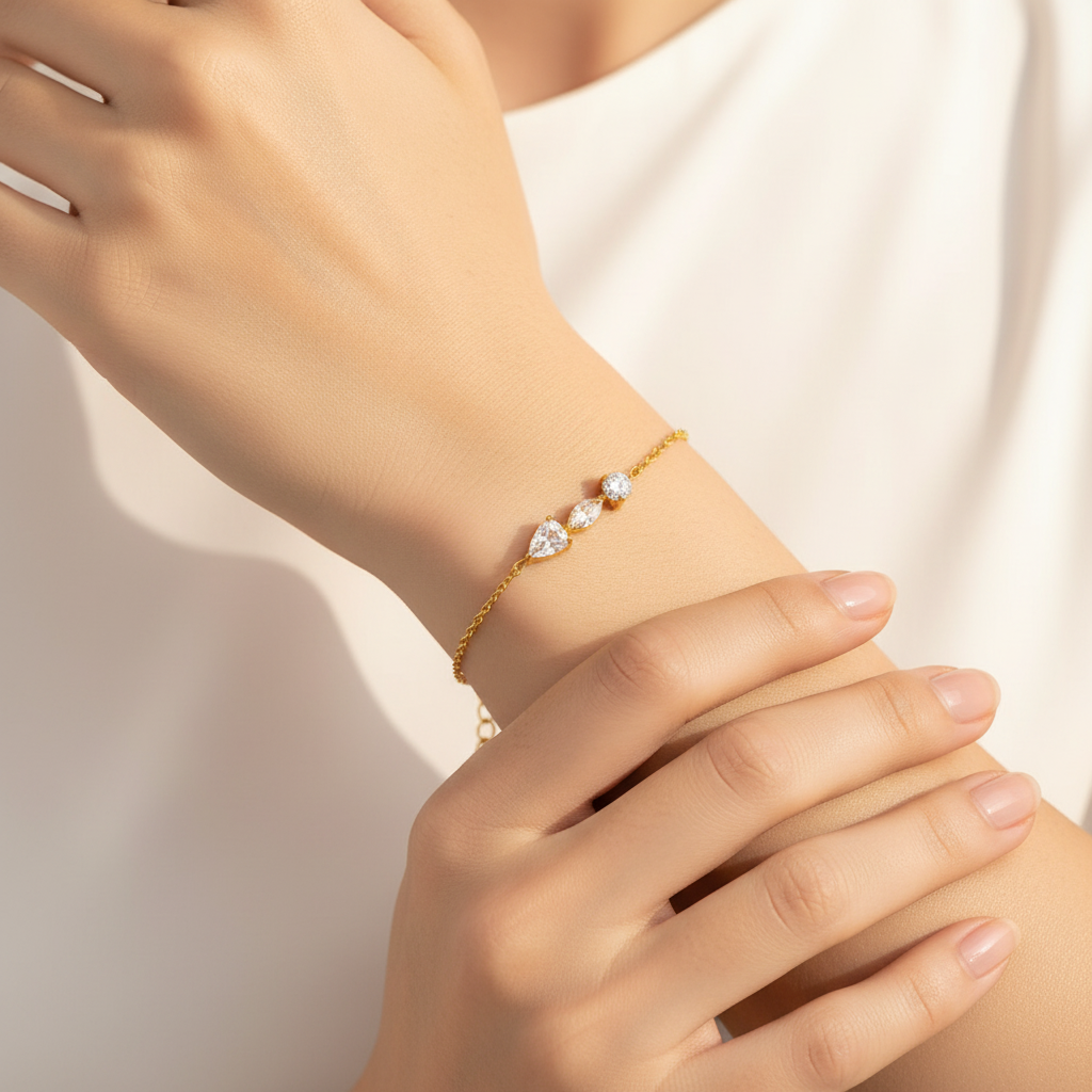 3-Stone CZ Bracelet Model Shot