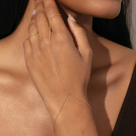 18k Gold Stainless Steel 1.5mm Minimalist Link Finger Chain Bracelet