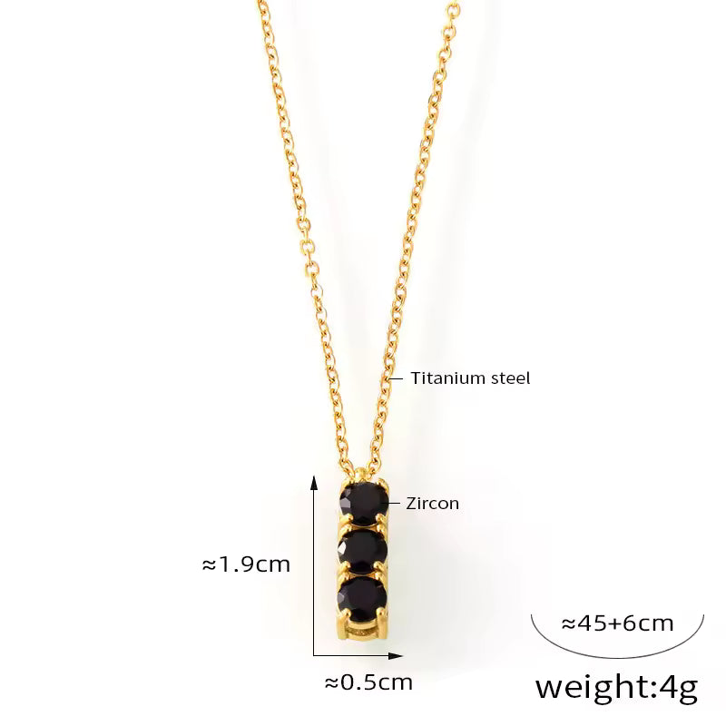 18k GP Black Triple Square Zircon Chain.