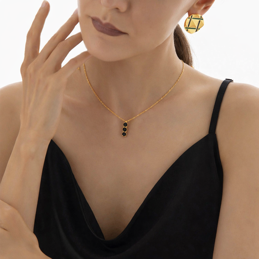 18k GP Black Triple Square Zircon Chain.