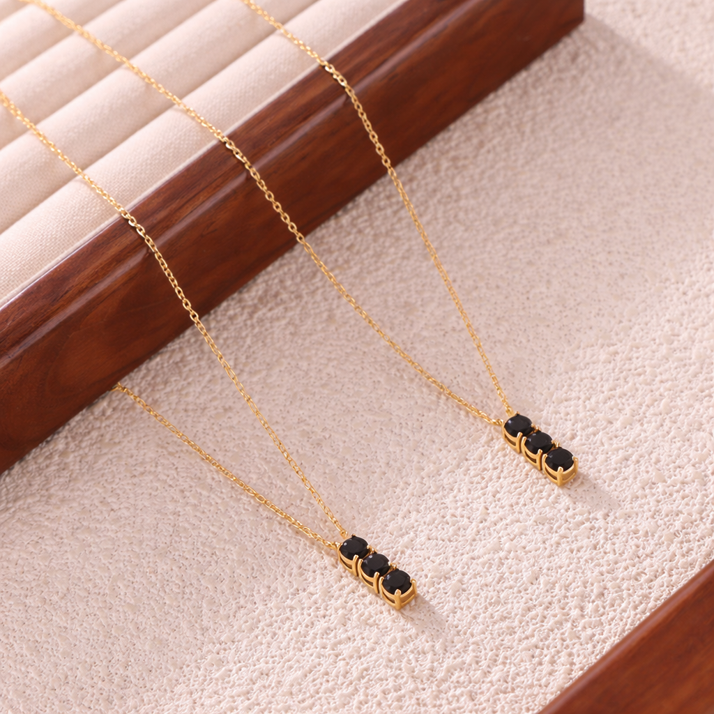 18k GP Black Triple Square Zircon Chain.