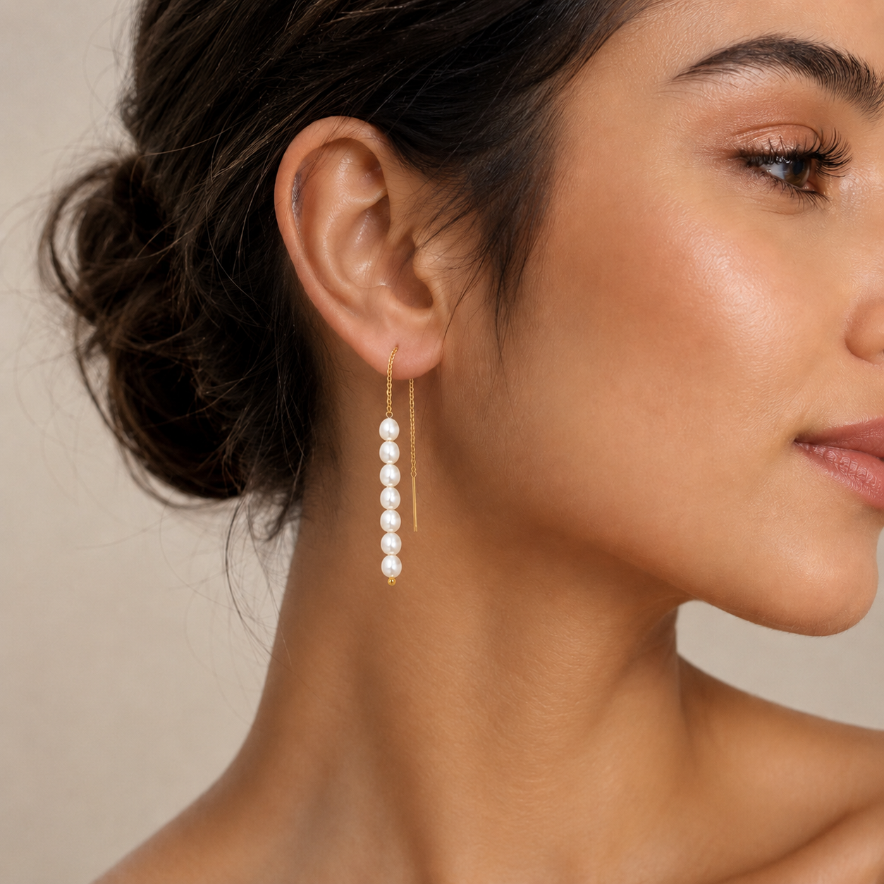 Pearl Threader Drop Earrings