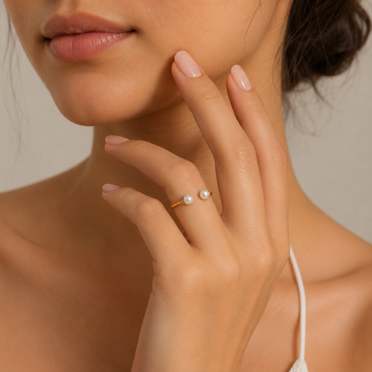 Dual Pearl Open Ring