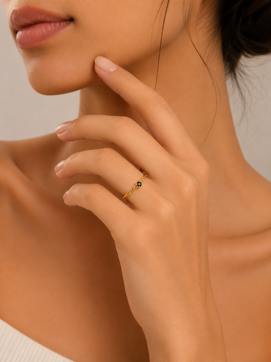 Twisted Multi-Strand Black Solitaire Ring