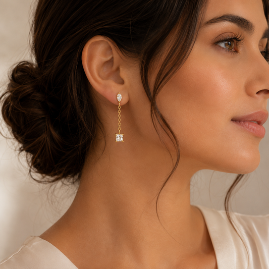 Eye & Square Drop Earrings