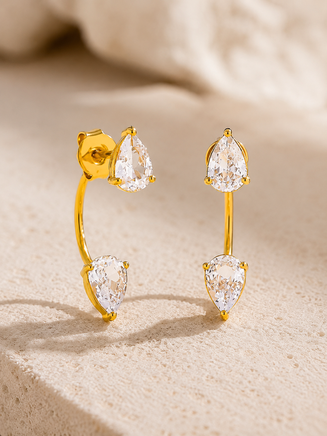 Teardrop Crystal Ear Jacket Earrings