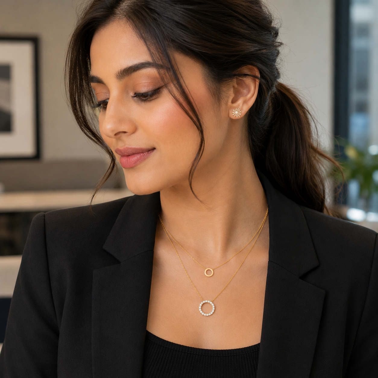 Double Halo Chain Necklace