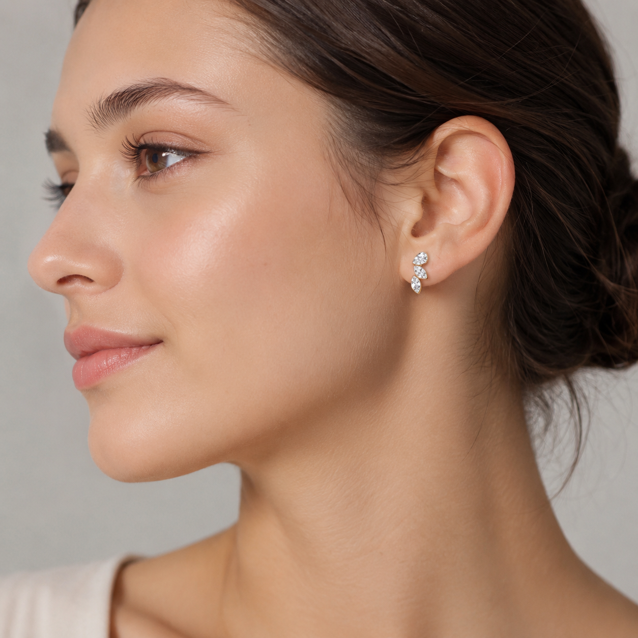 Trio Crystal Bezel Studs