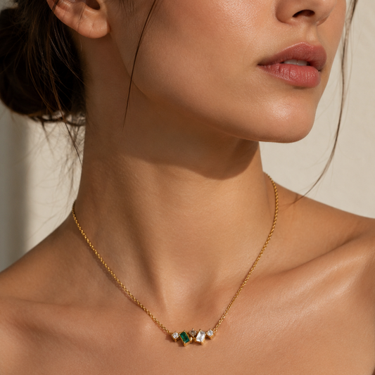Rainbow Crystal Baguette Necklace