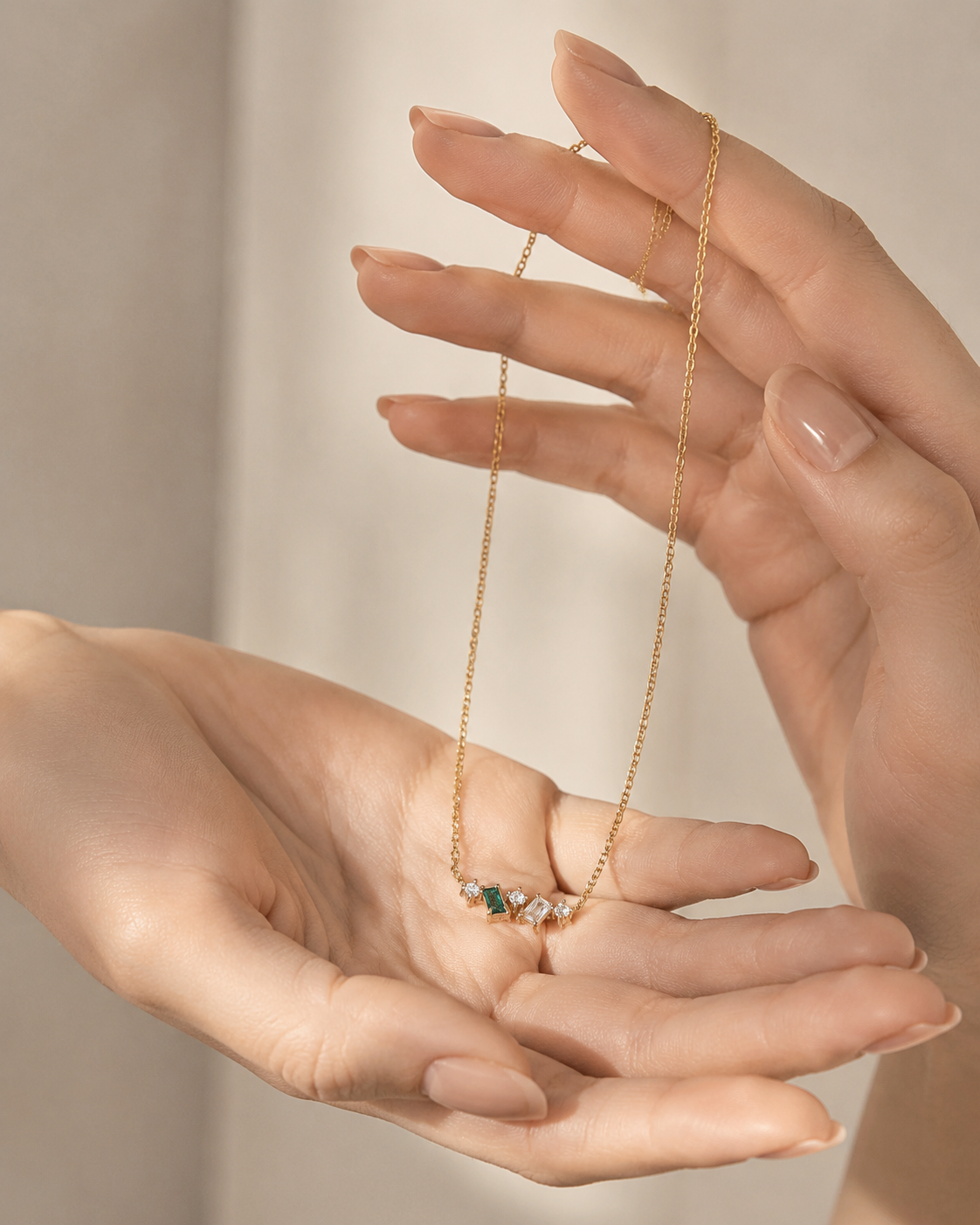 Rainbow Crystal Baguette Necklace