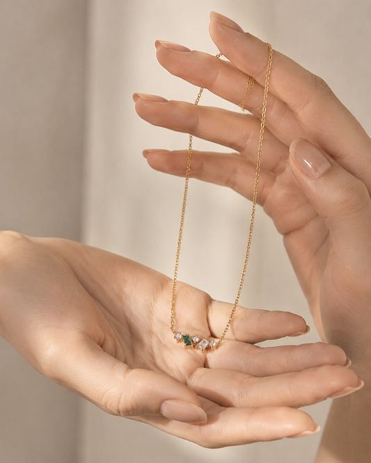 Rainbow Crystal Baguette Necklace