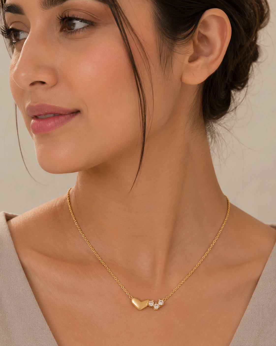 Gold Heart & Sparkle Necklace