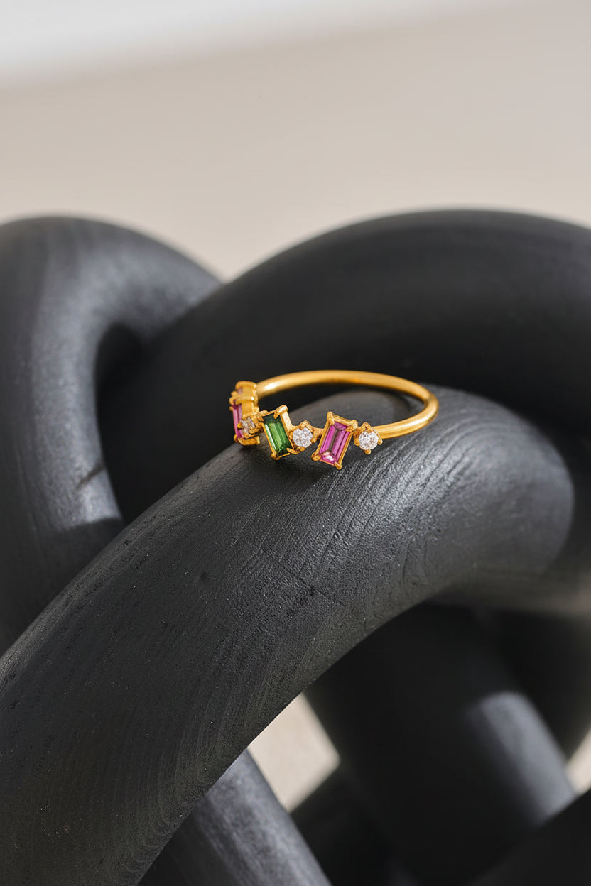 Duo Mosaic Crystal Ring