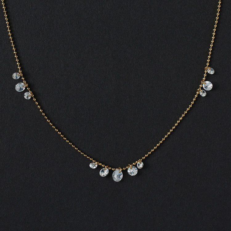 18k Gold Plated CZ Tassel Clavicle Necklace