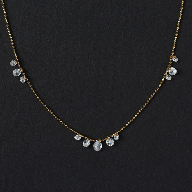18K GP Multi-Diamond Drop Necklace