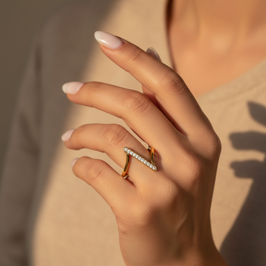 Crystal Chevron Ring