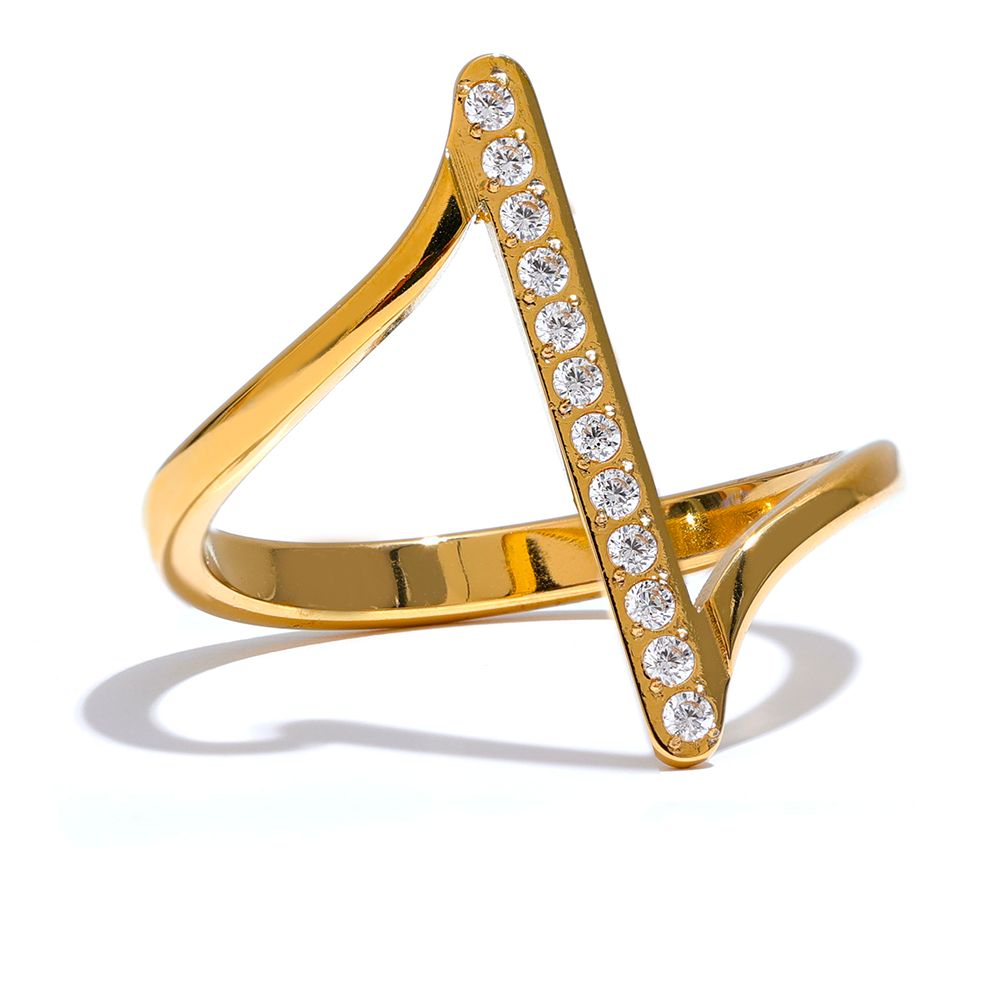 Crystal Chevron Ring