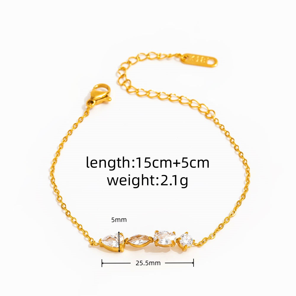 Multi-Stone CZ Bracelet - Style B, 3 stones, 19mm charm bar