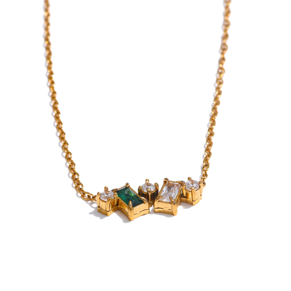 Rainbow Crystal Baguette Necklace