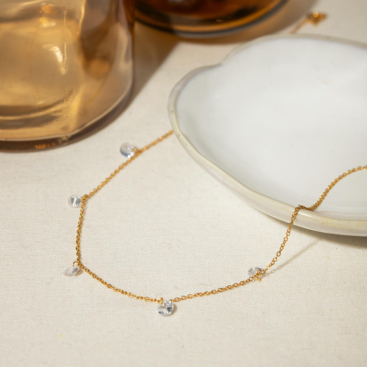 Dewdrop CZ Charm Choker