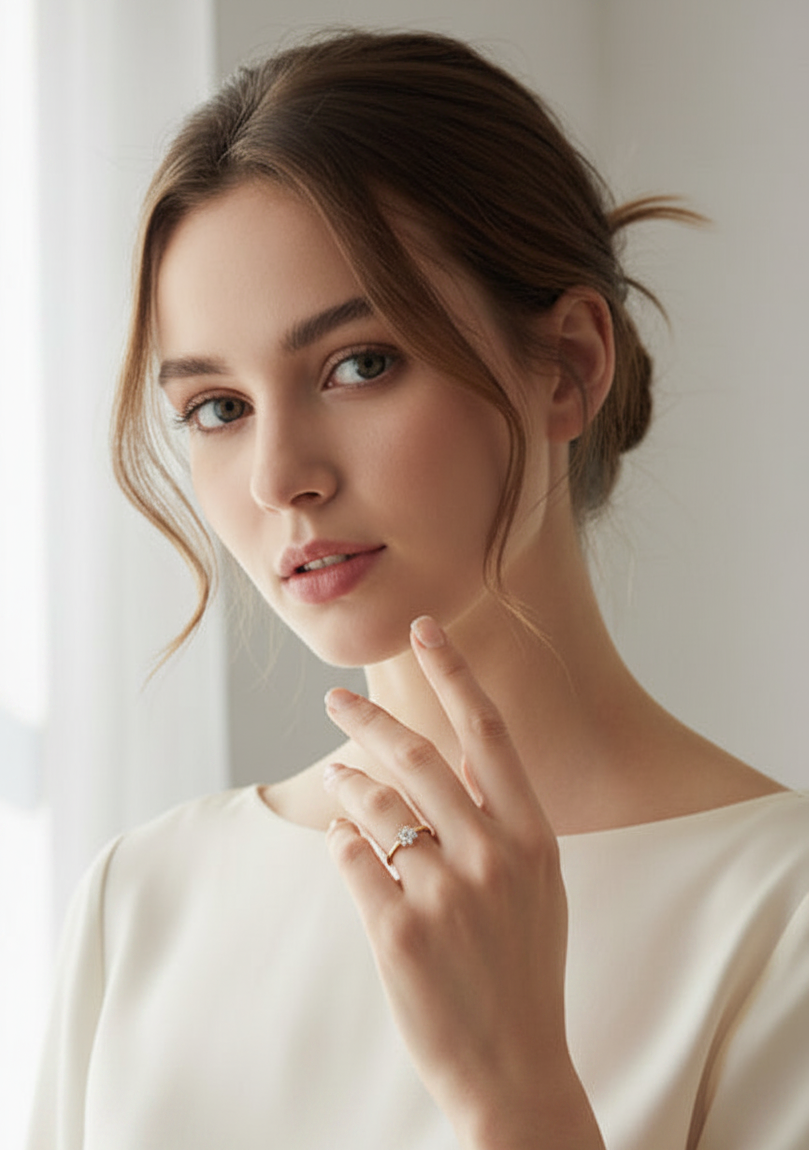 Solitaire Open Band Ring