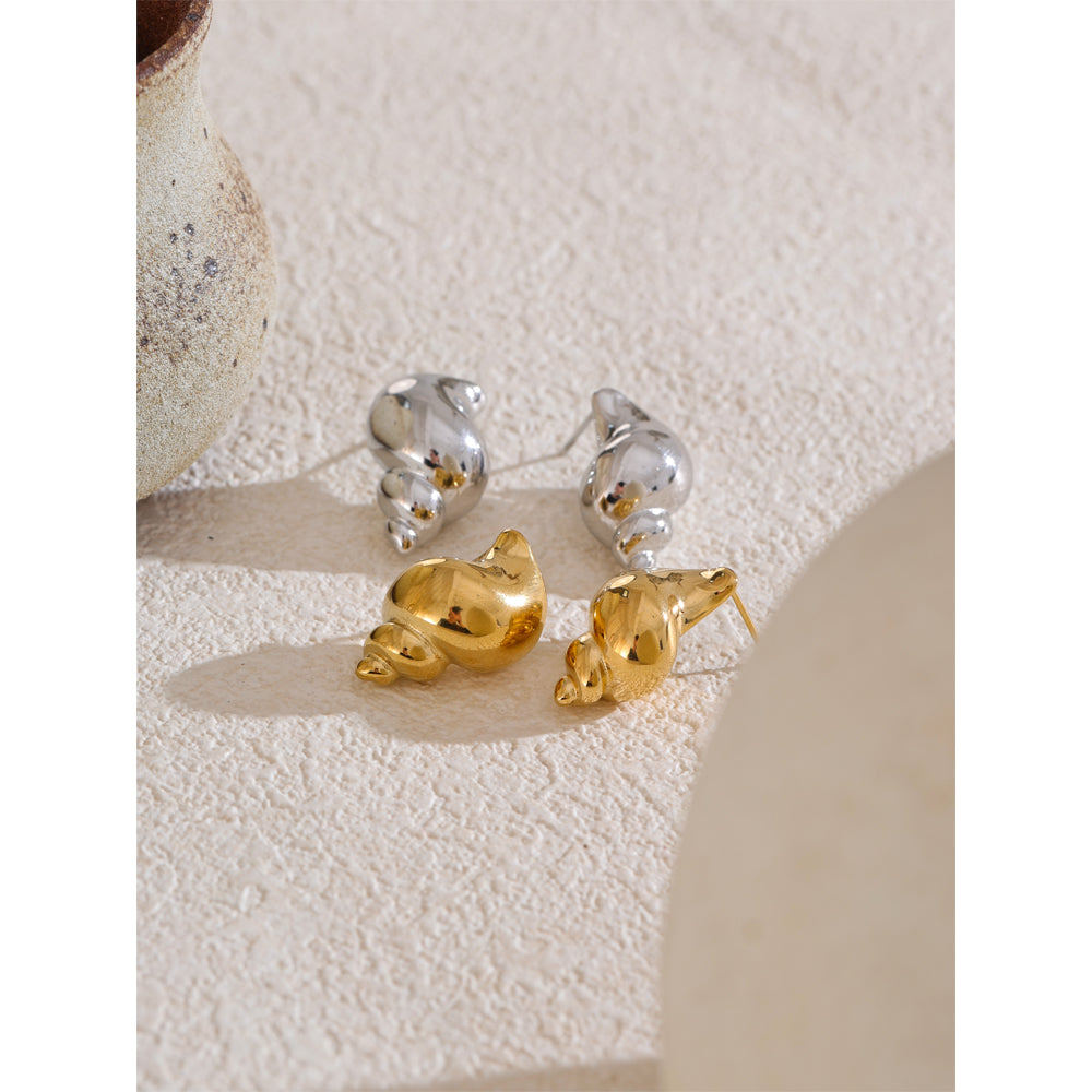 Chunky Golden Conch Studs