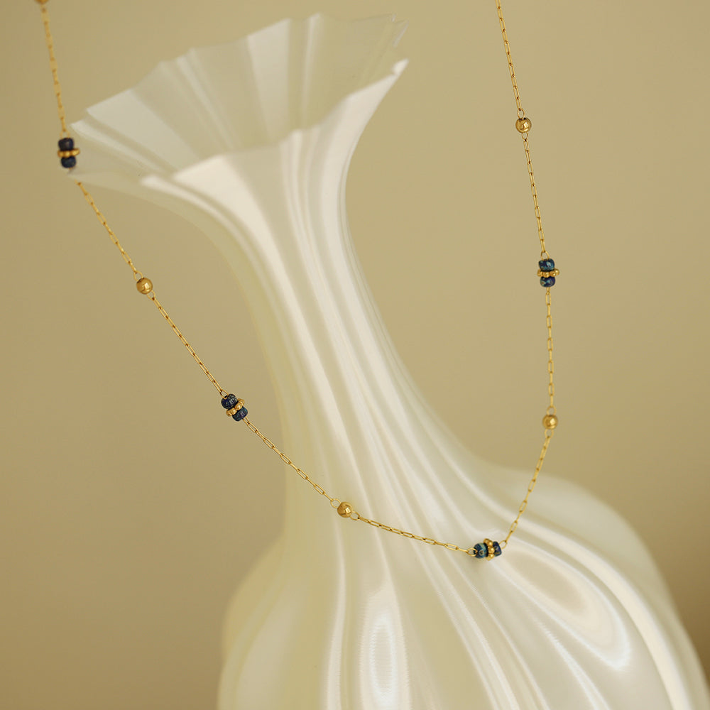 Indigo & Gold Bead Necklace