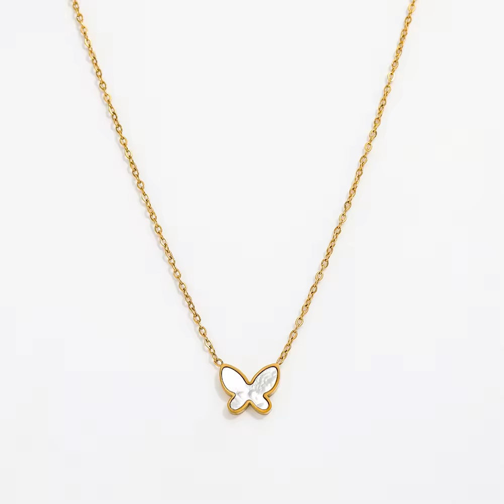 18k Gold Plated Jewelry Shell Butterfly Pendant Necklace