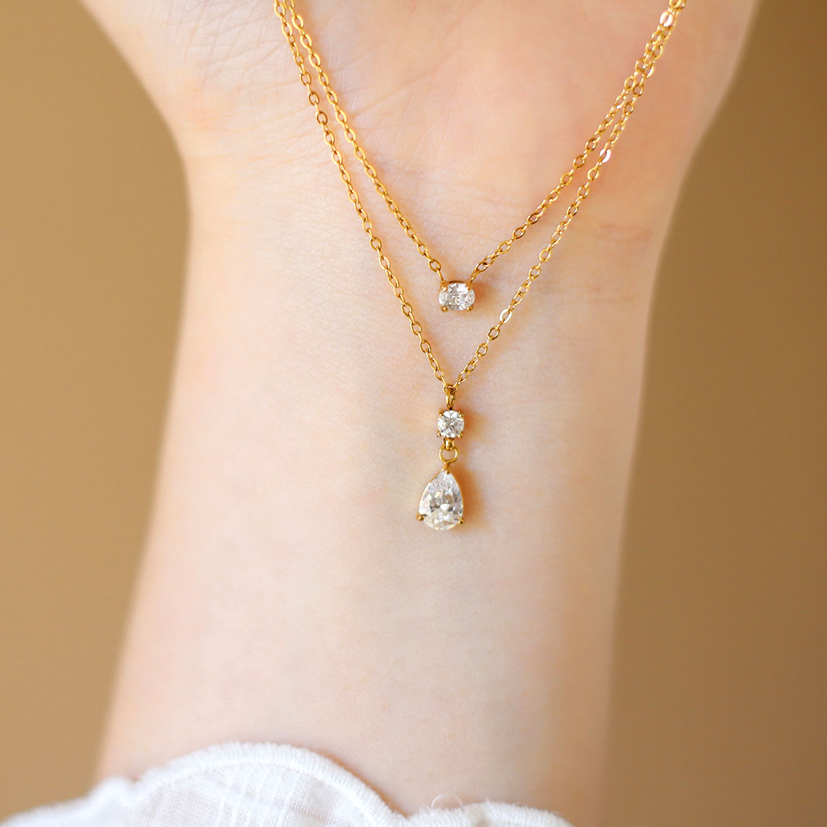 Cascade Double Layer CZ Necklace