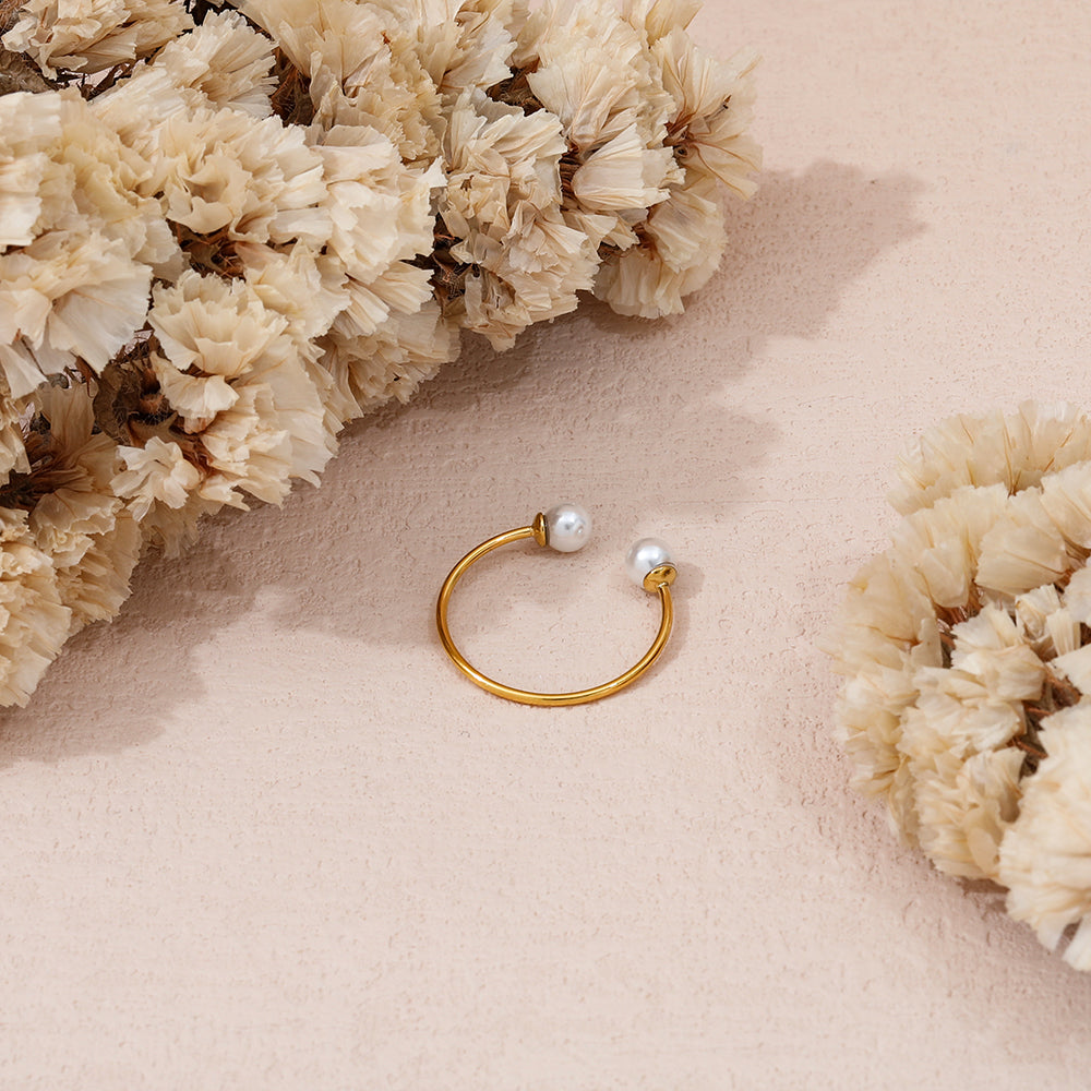 Dual Pearl Open Ring