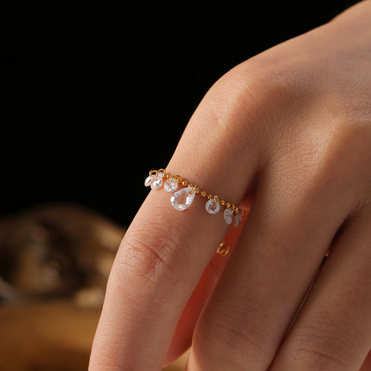 Cascade Crystal Chain Ring