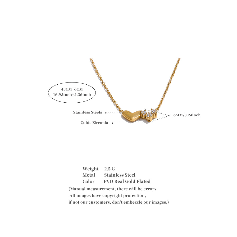 Gold Heart & Sparkle Necklace