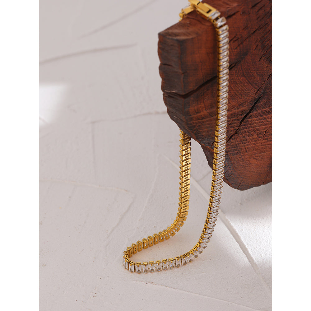 Crystal Baguette Chain Necklace