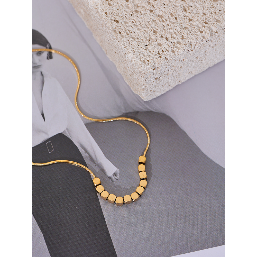 Gold Cube Slider Necklace