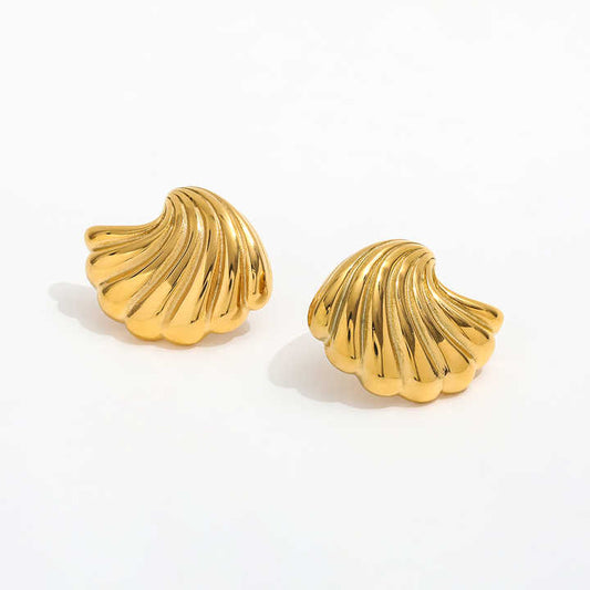 18k Gold Plated water Wave Shell Earrings