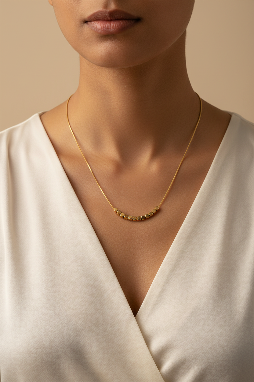 Gold Cube Slider Necklace