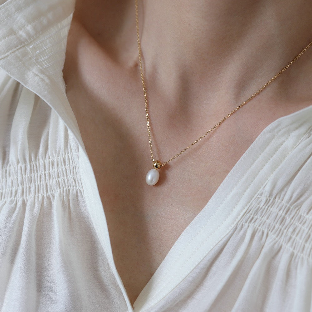 18k GP Freshwater Oval Pearl Necklace