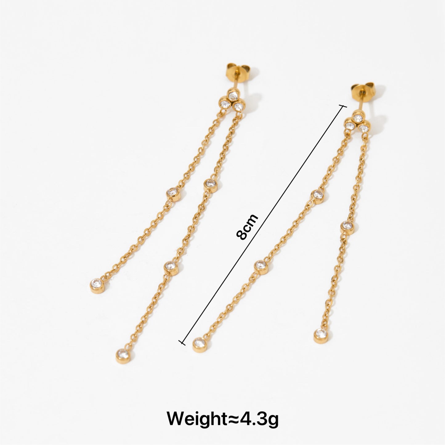 Dual Chain Crystal Drop Hangings