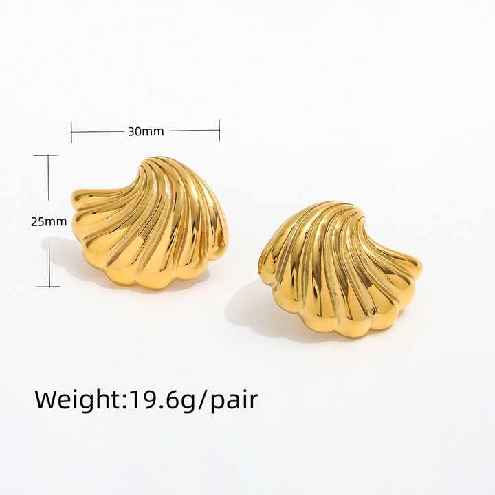 18k Gold Plated water Wave Shell Earrings