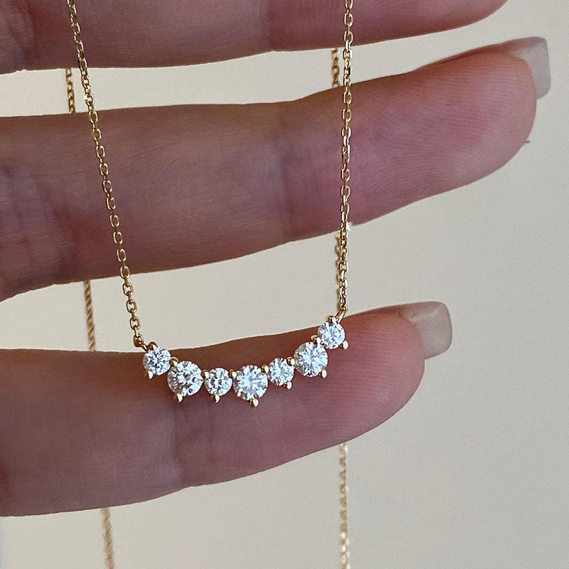 18K Gold Plating Smile Shiny Zircon Pendant Necklace Jewelry