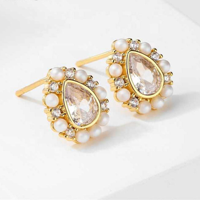 Waterdrop Pearl Bead Stud Earrings