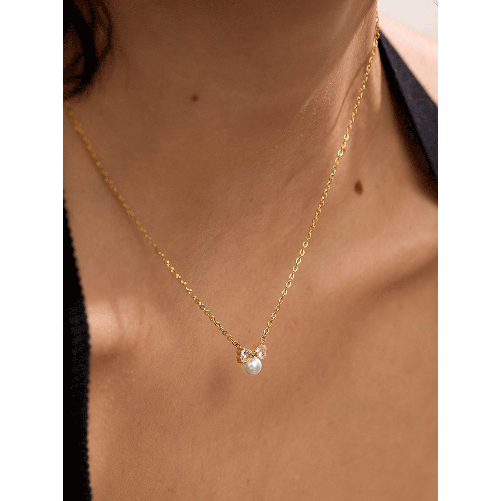 Butterfly Pearl Drop Necklace