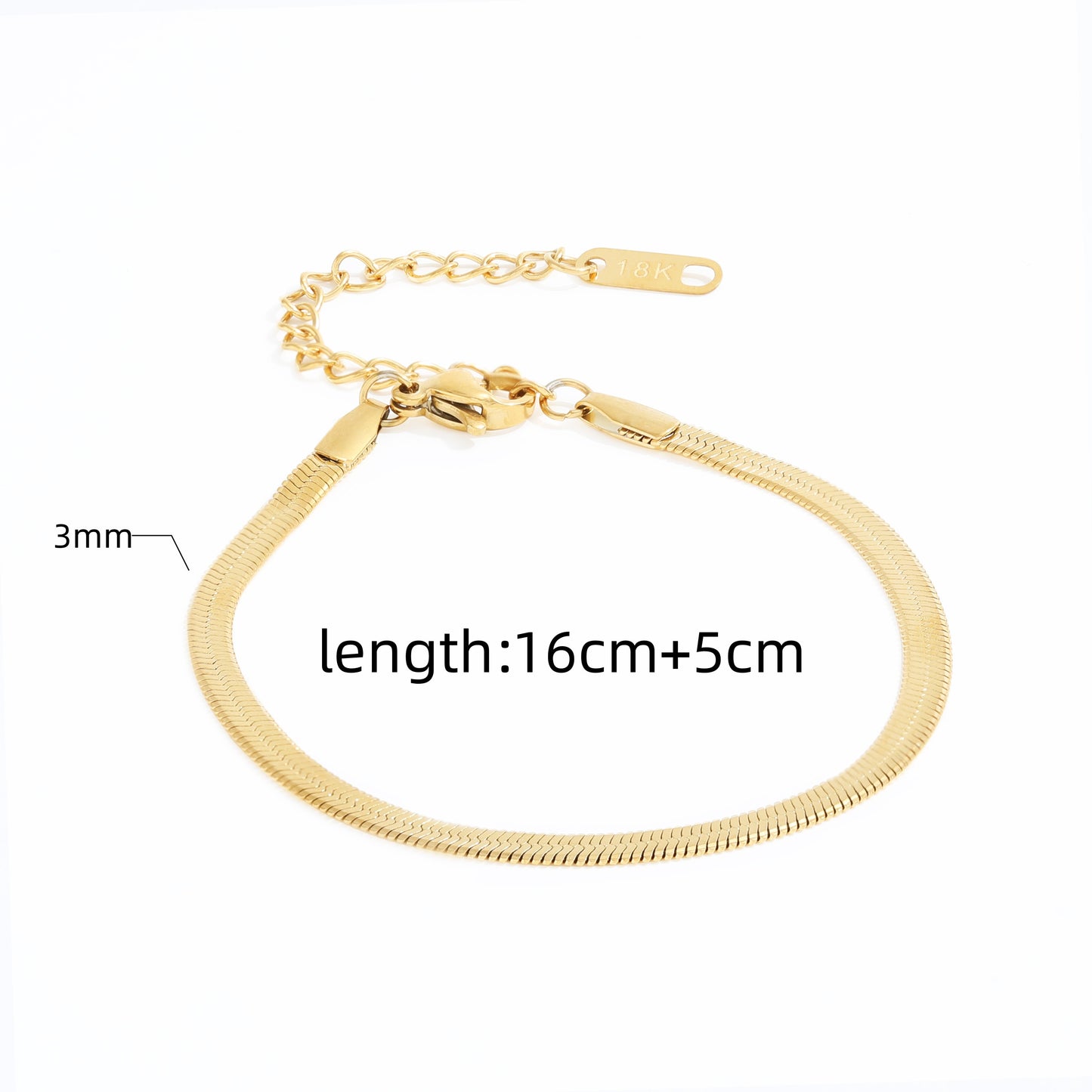 18k PVD Gold Plated Tarnish Free Herringbone Bracelet