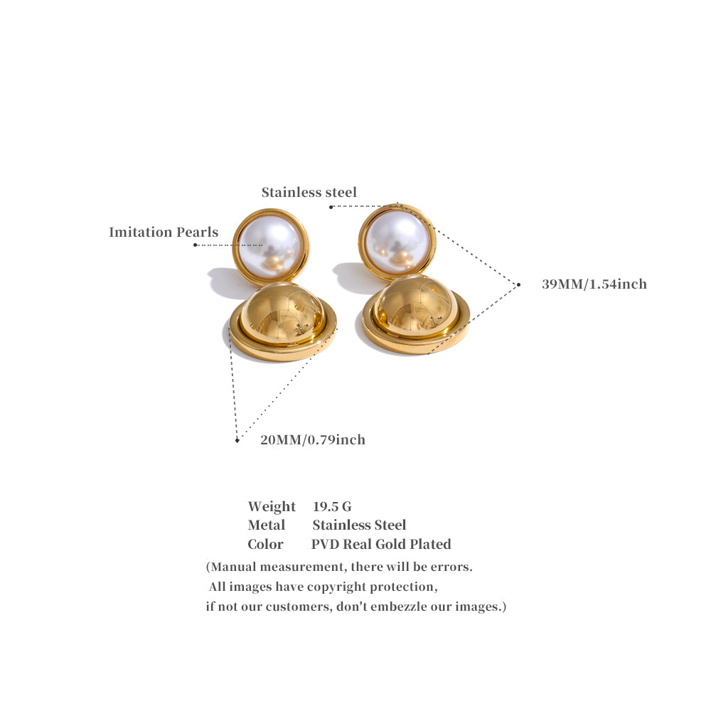 Gold Orb Pearl Drop Hangings