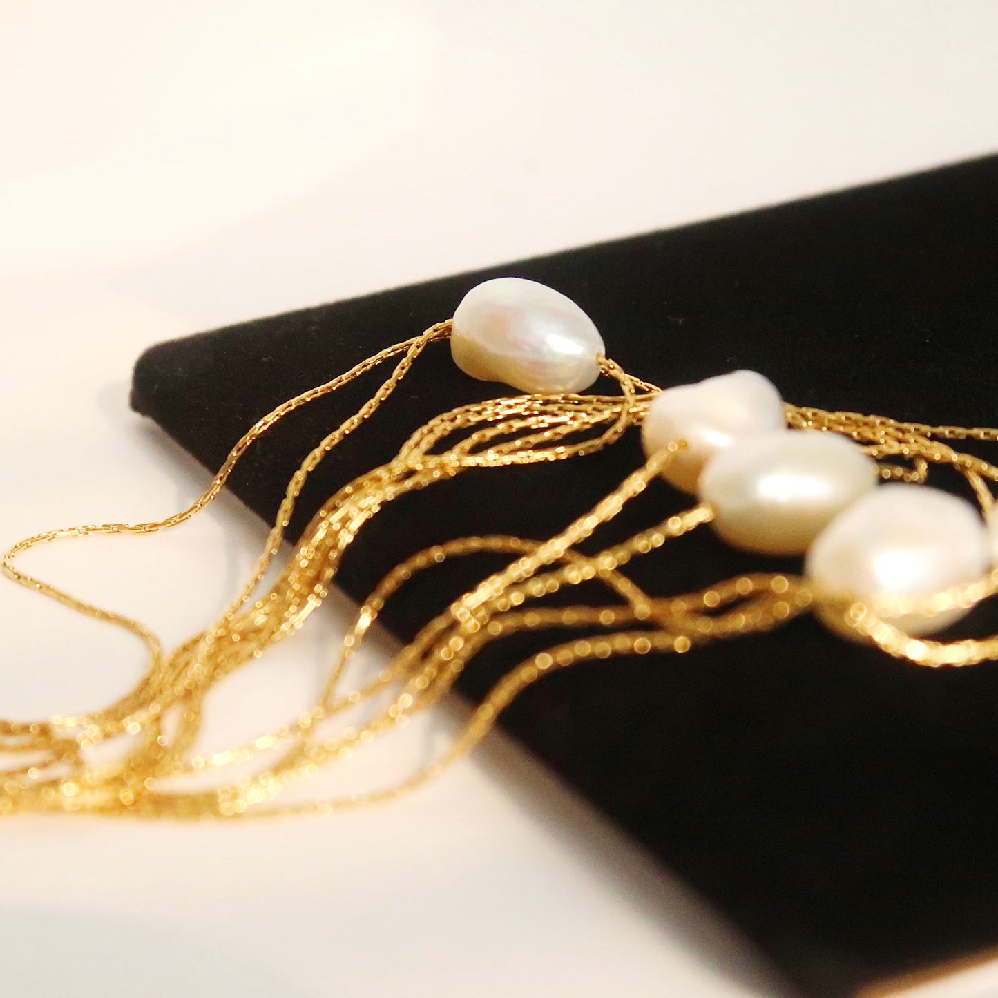 18K Gold Plated Natural Single Pearl Bead Necklace
