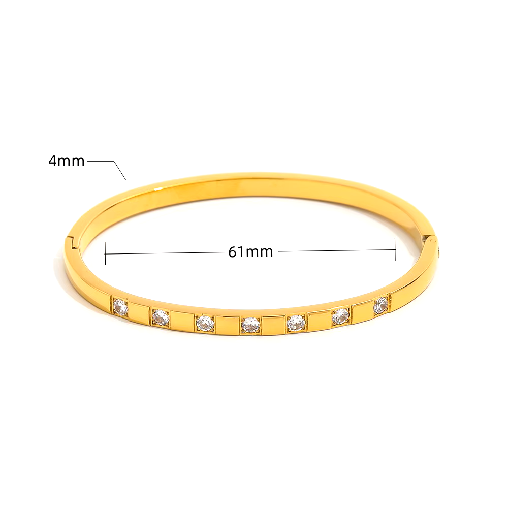 18K Gold Plated Square Shape CZ Bangle Bracelet