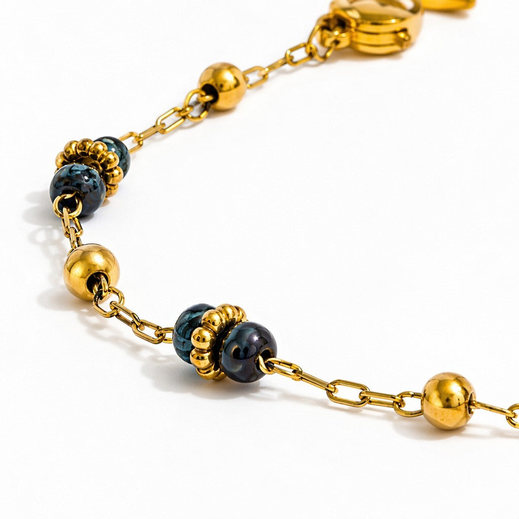 Indigo & Gold Bead Necklace