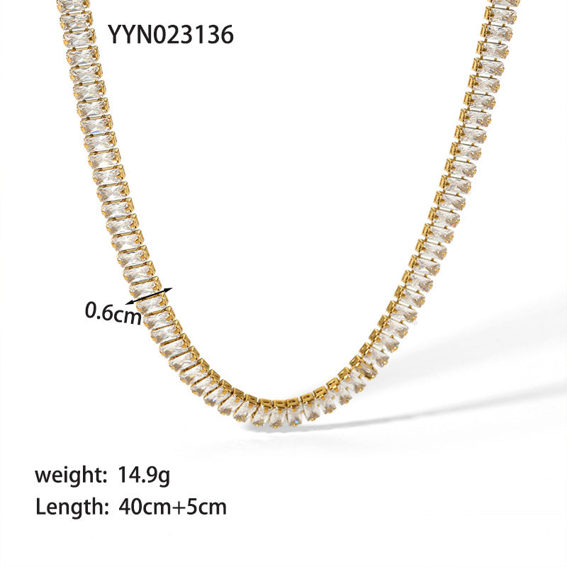 Crystal Baguette Chain Necklace
