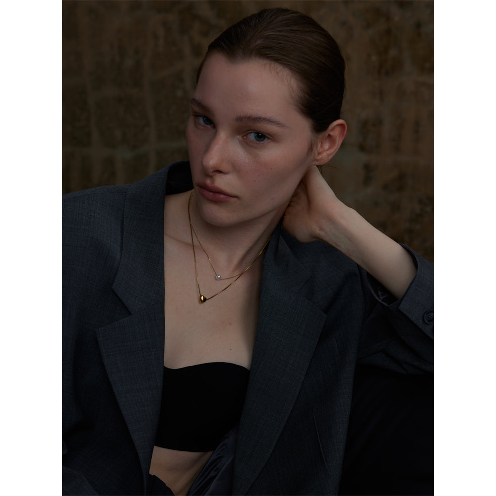 Gold Heart & Pearl Layered Necklace